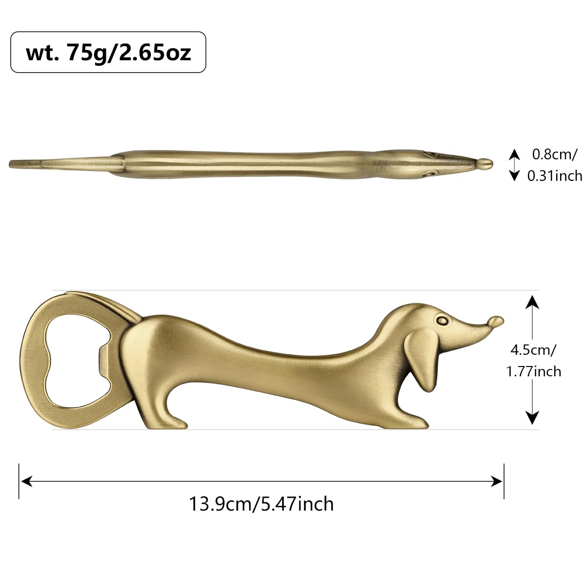 LKKCHER dachshund bronze bottle opener with durable bronze finish