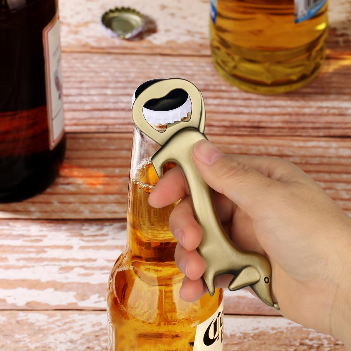 LKKCHER dachshund bronze bottle opener held for easy openings