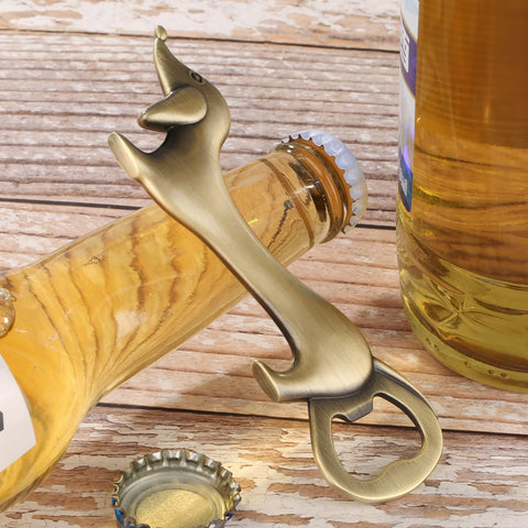 LKKCHER dachshund bronze bottle opener in kitchen setup for daily use