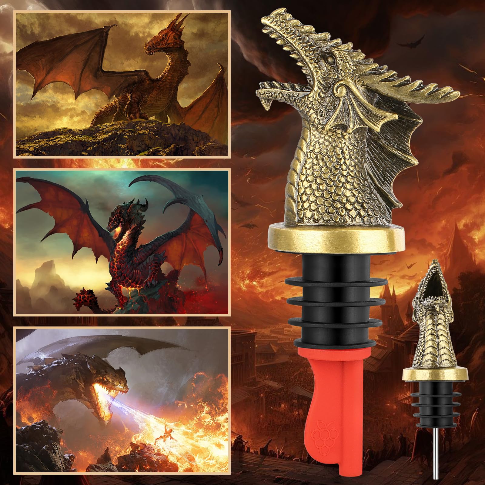 LKKCHER dragon head stopper creates airtight seal to preserve wine.