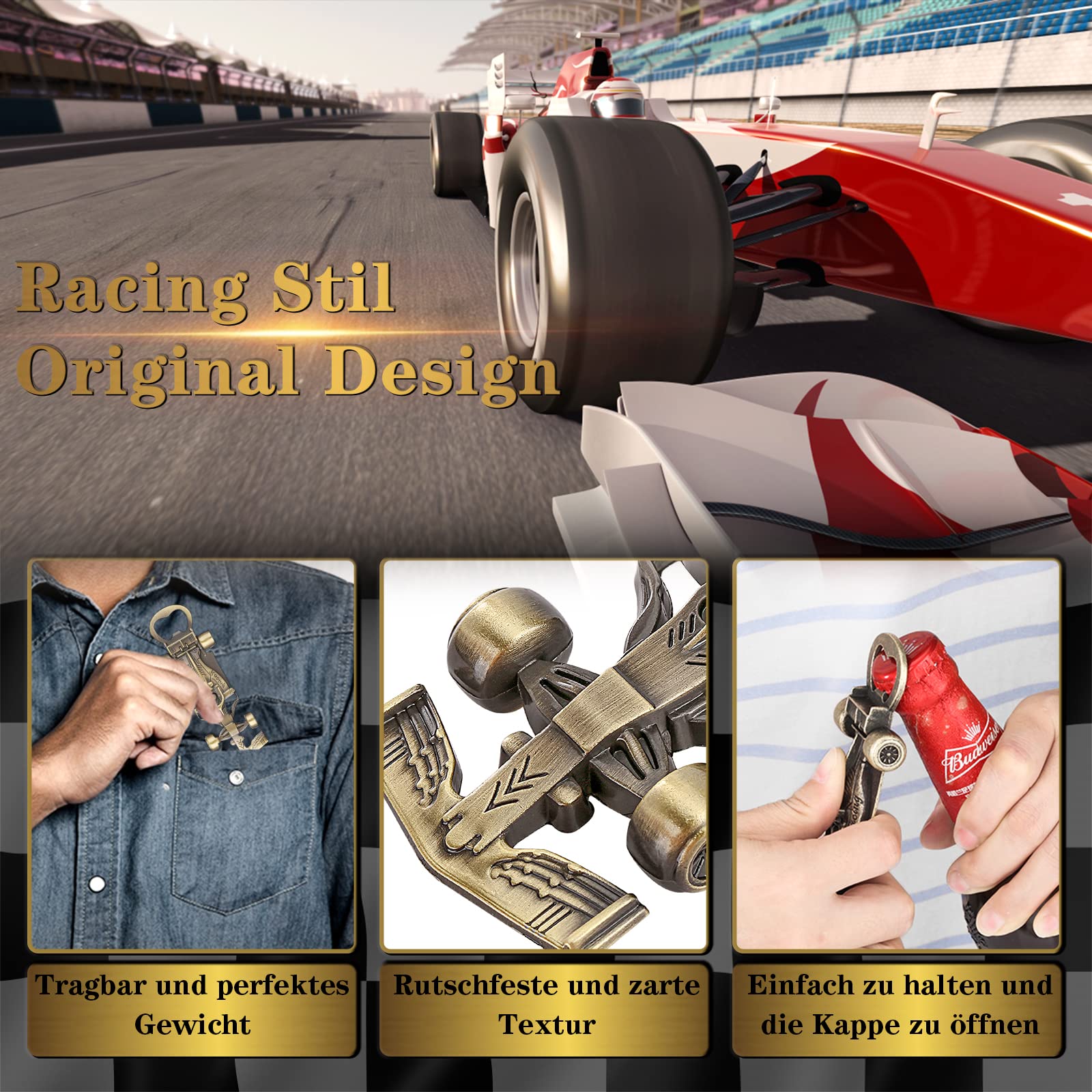 LKKCHER racing car opener in gift bag perfect present
