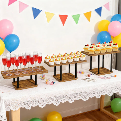 LLAXERGU Cupcake Stand bottom non-slip pads keep the display steady.