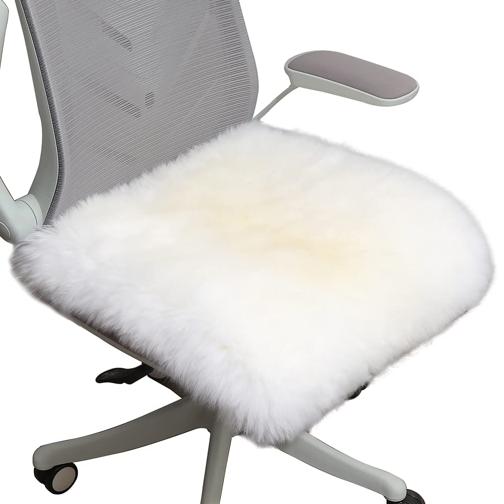 LLB sheepskin chair cushion 18x18 inches enhances chair comfort.