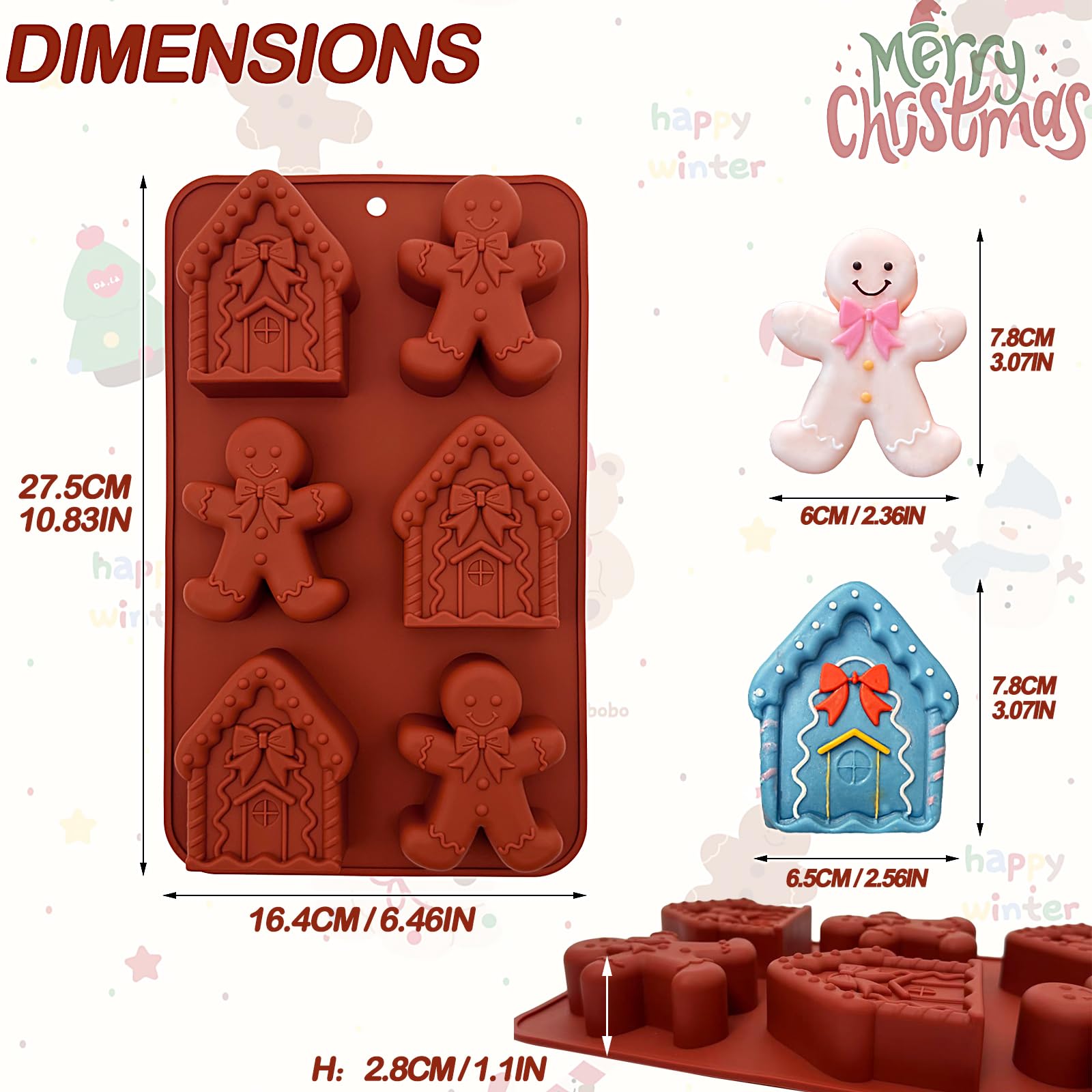 LLchunyun Christmas house mold shapes festive candies and cake toppers.