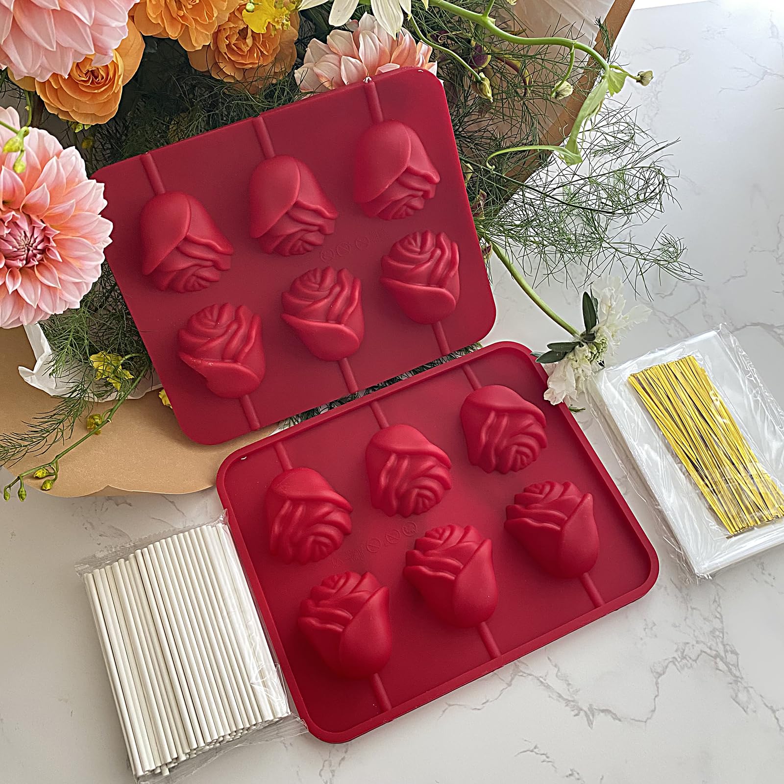 LLchunyun rose lollipop sticks and bags ready for gifting.