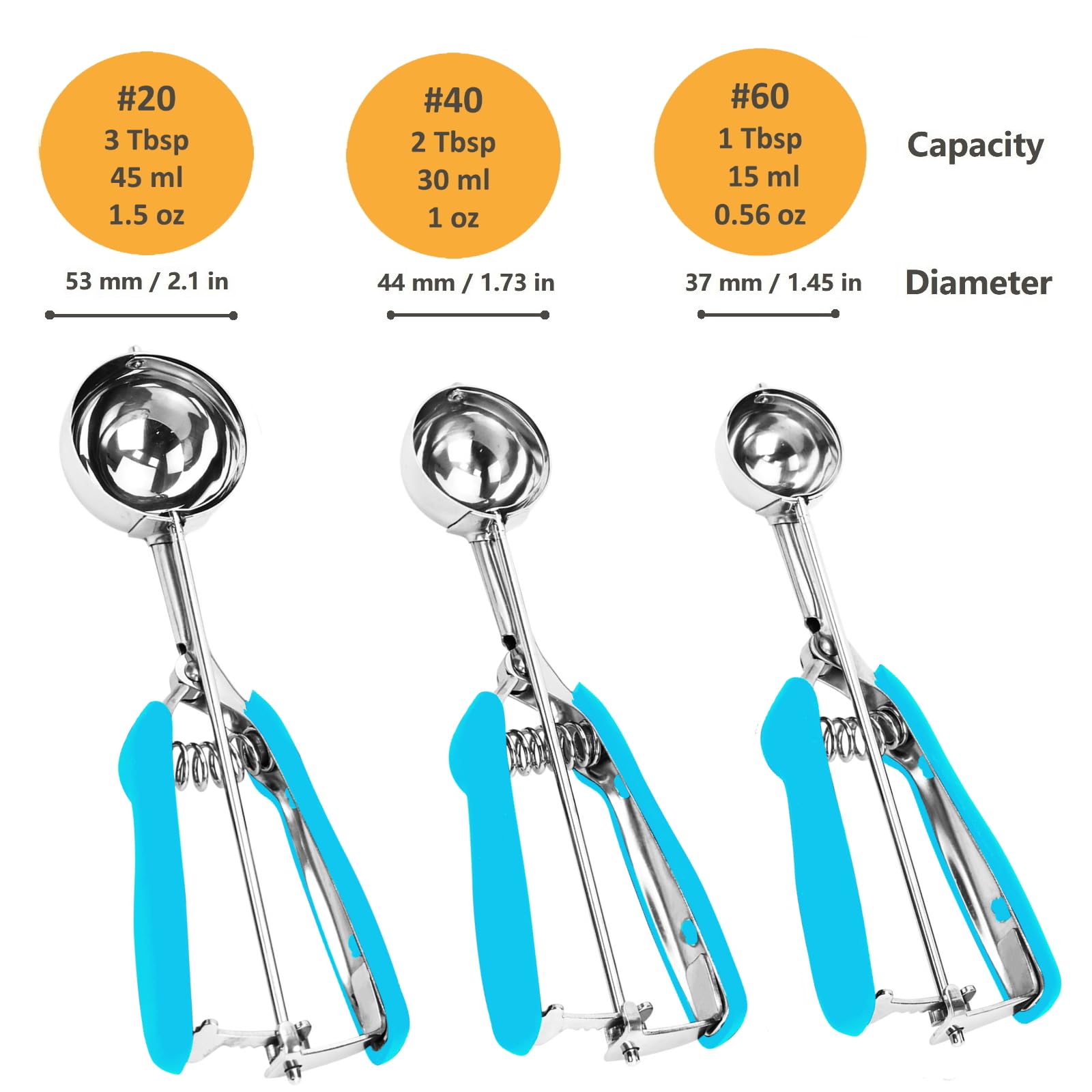 LLESCA cookie scoop medium blue ideal for even dough balls