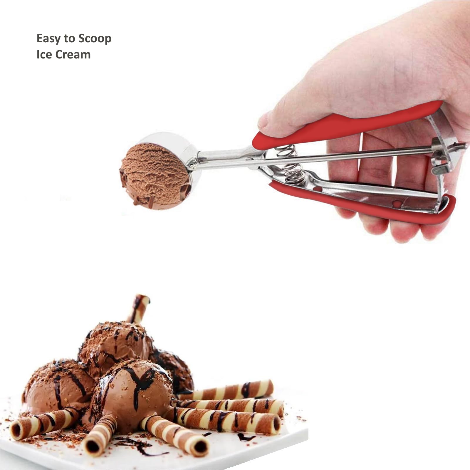LLESCA cookie scoop small medium large sizes; versatile tool for cookies and ice cream.