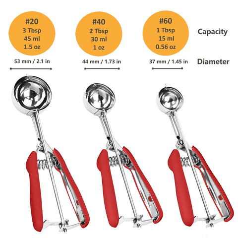 LLESCA cookie scoop soft grip handle; comfortable scooping during baking.