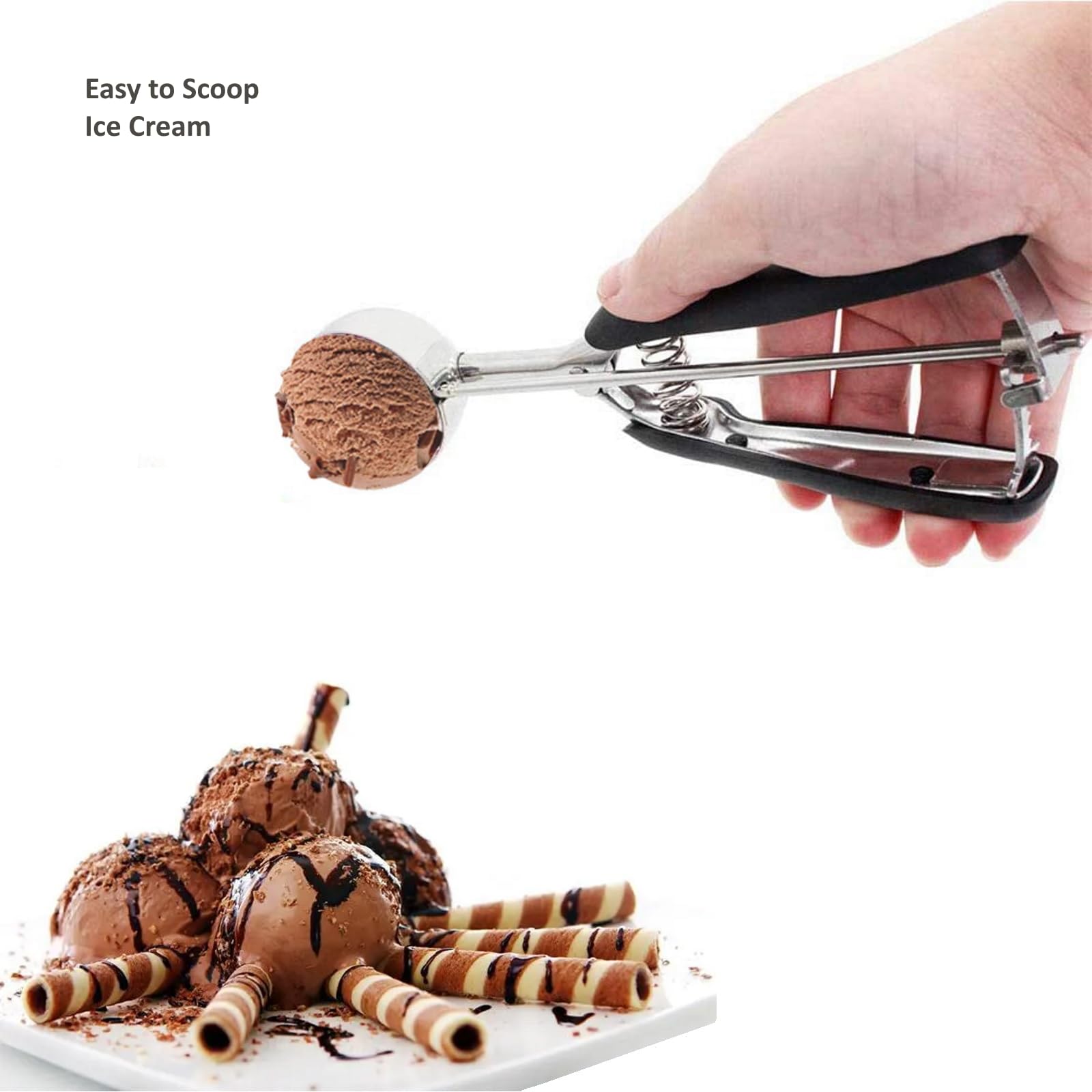 LLESCA dishwasher-safe cookie scoop for easy cleanup after baking.