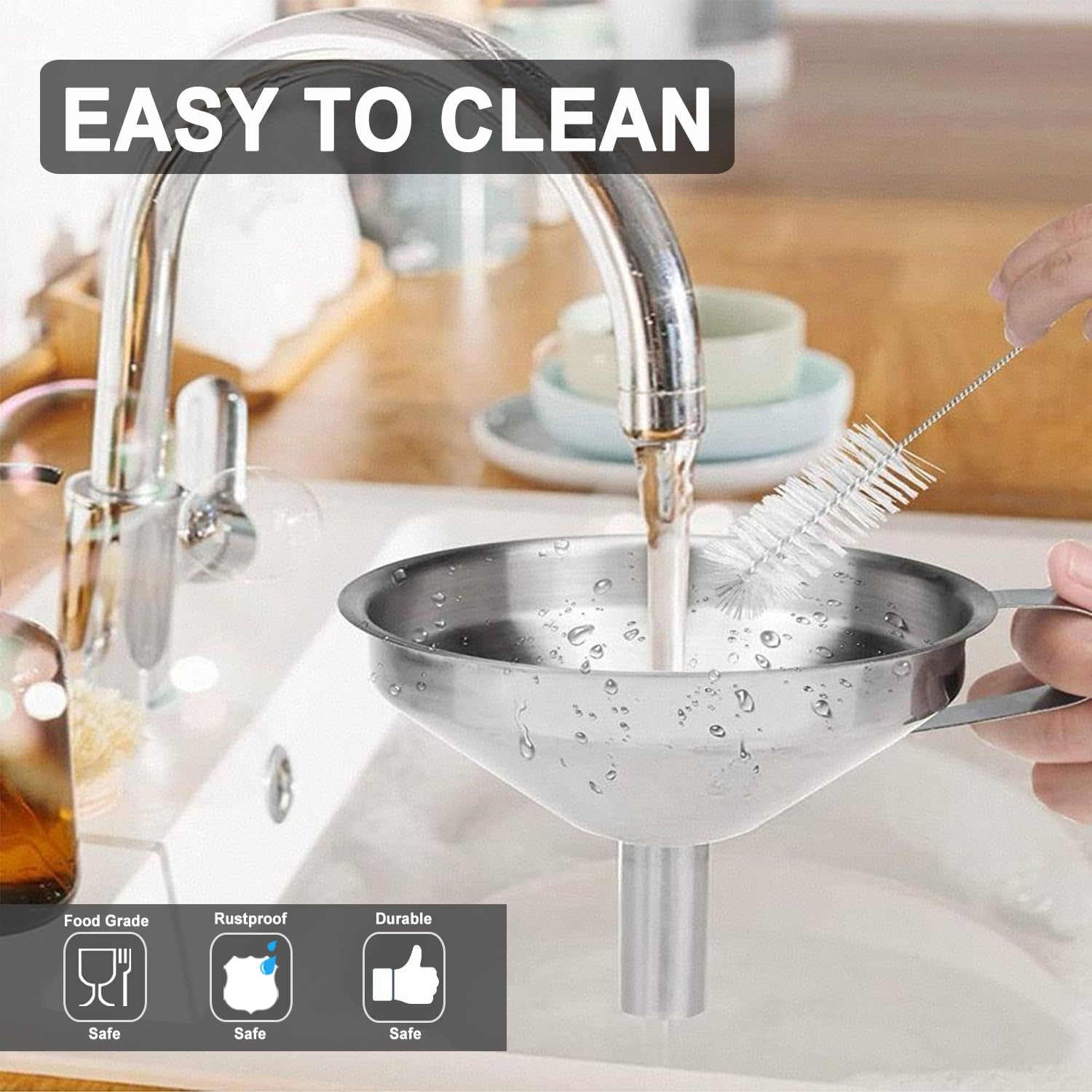 Lmoszuak funnels support clean transfers for liquids, jams, and oils.