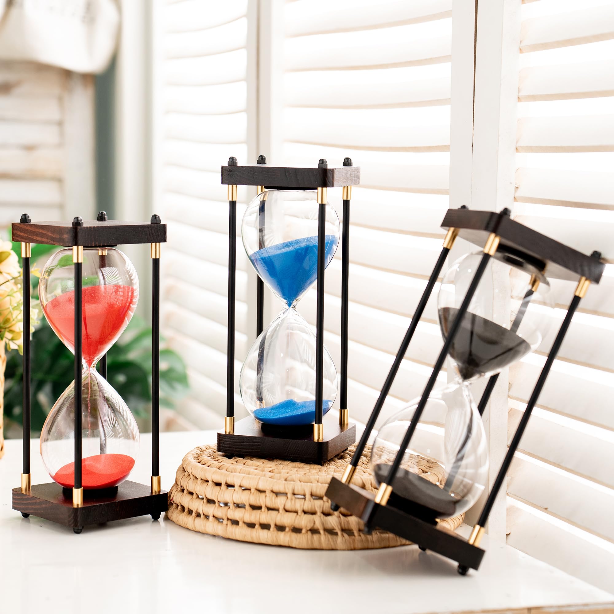 Lmzxmcy solid wood base hourglass for elegant display