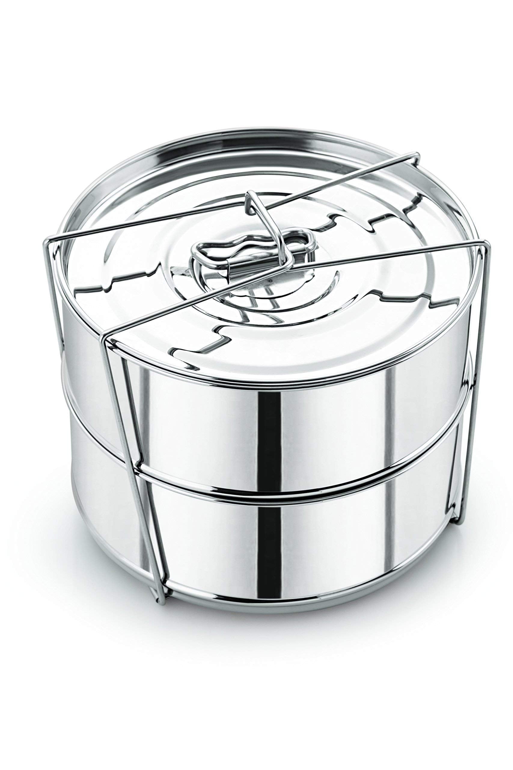 LNM Steamer Pans inside Instant Pot deliver even steaming for vegetables.