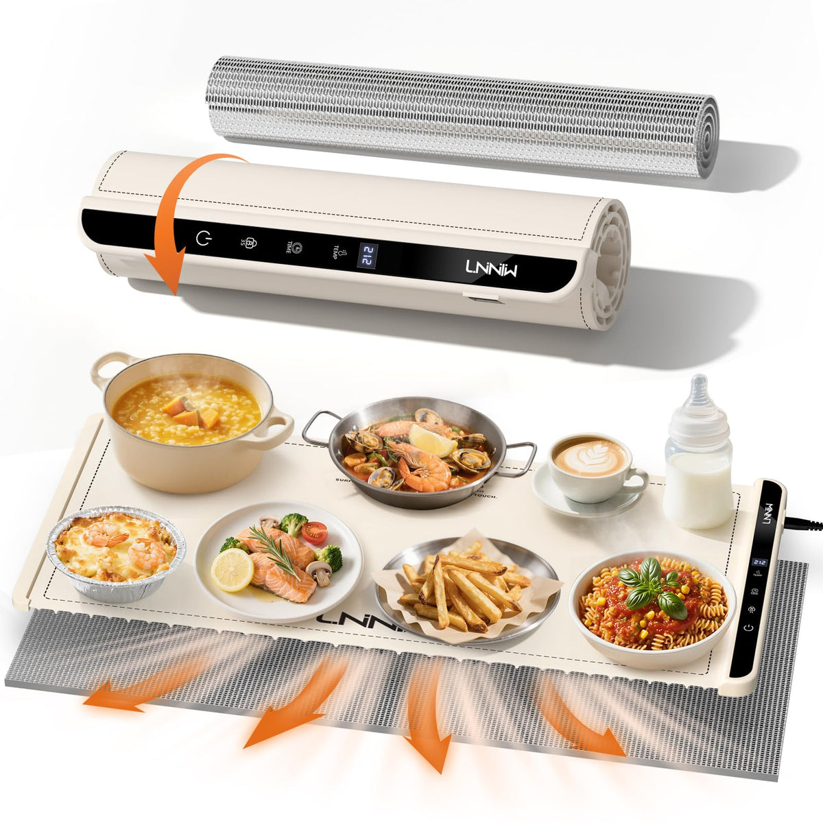 LNNIW extra-large warming mat with a spacious surface for family meals.