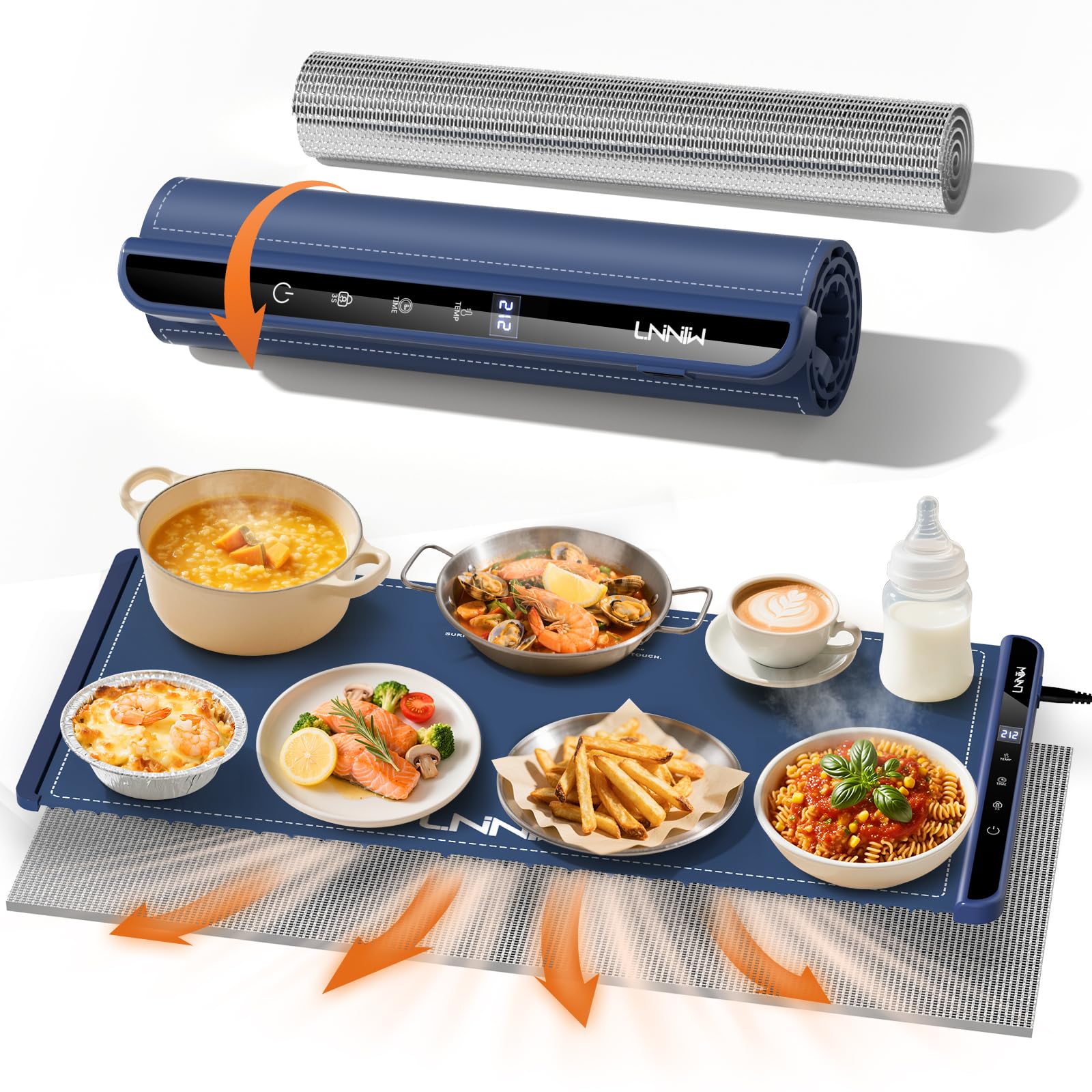 LNNIW extra-large warming mat with broad surface for family dinner plates