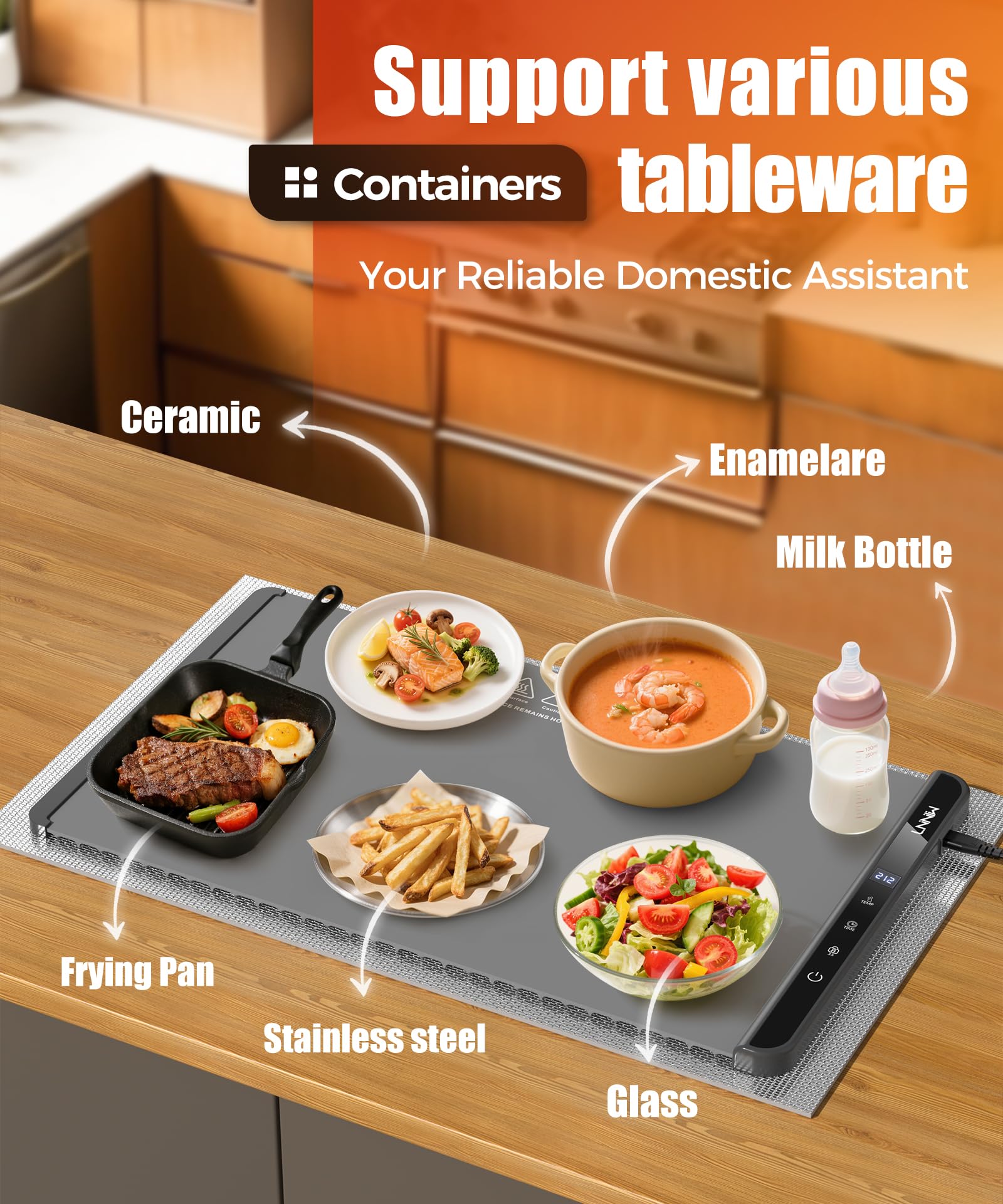 LNNIW six timer presets provide flexible warming for meals and events.