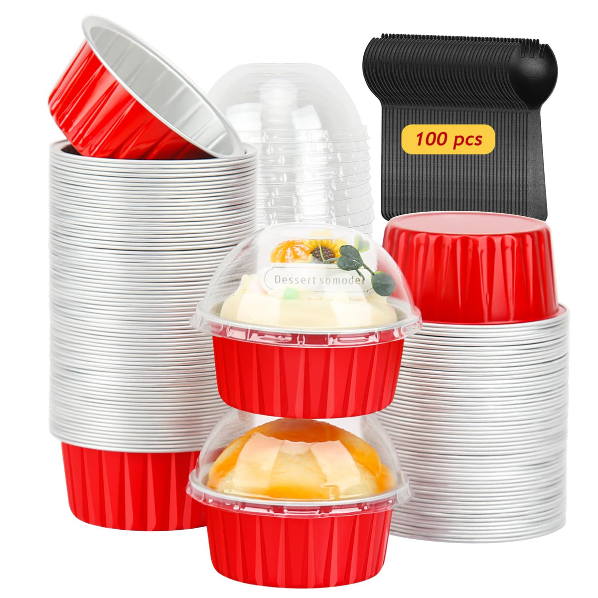 LNYZQUS 5oz cupcake cups with lids for easy portioning at parties