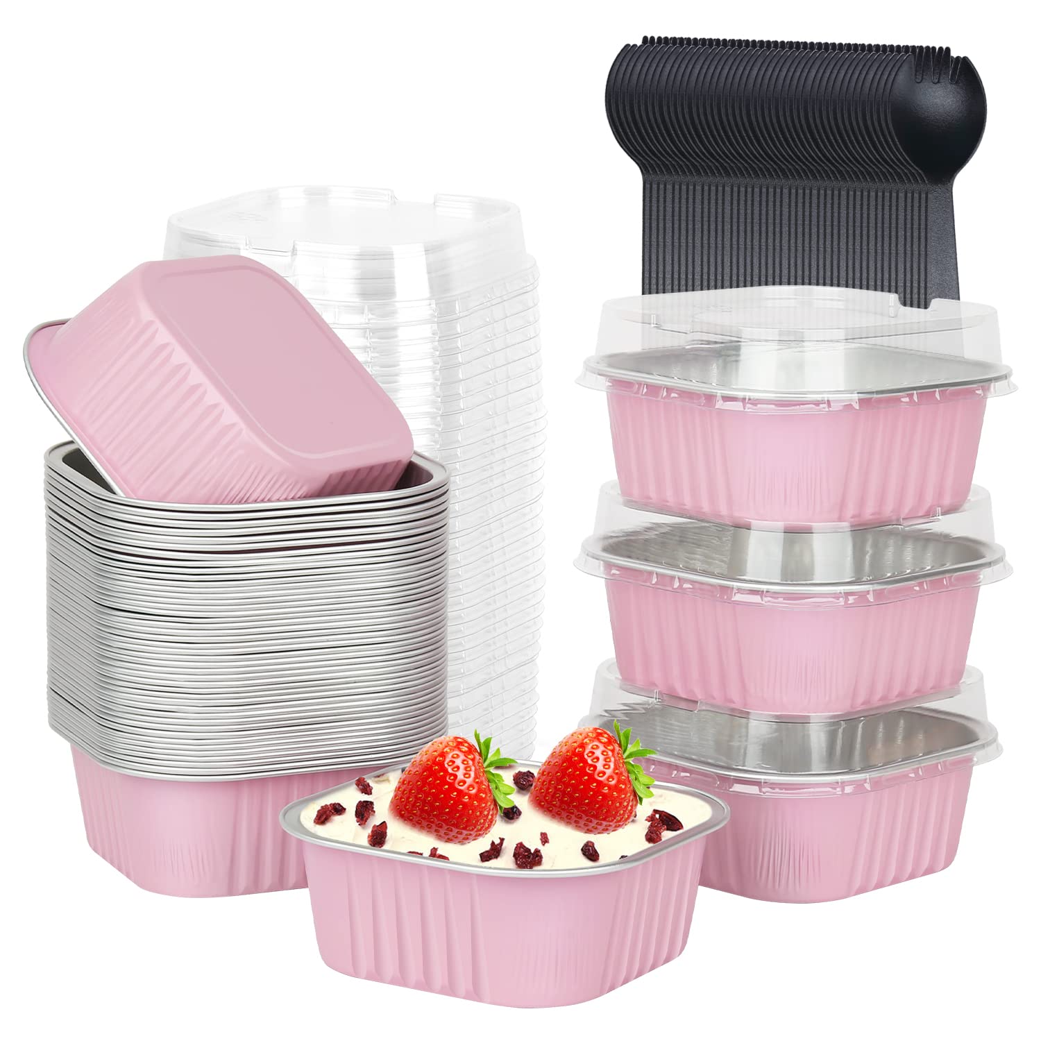 LNYZQUS 5oz square cupcake pan with lids for portion-controlled desserts.