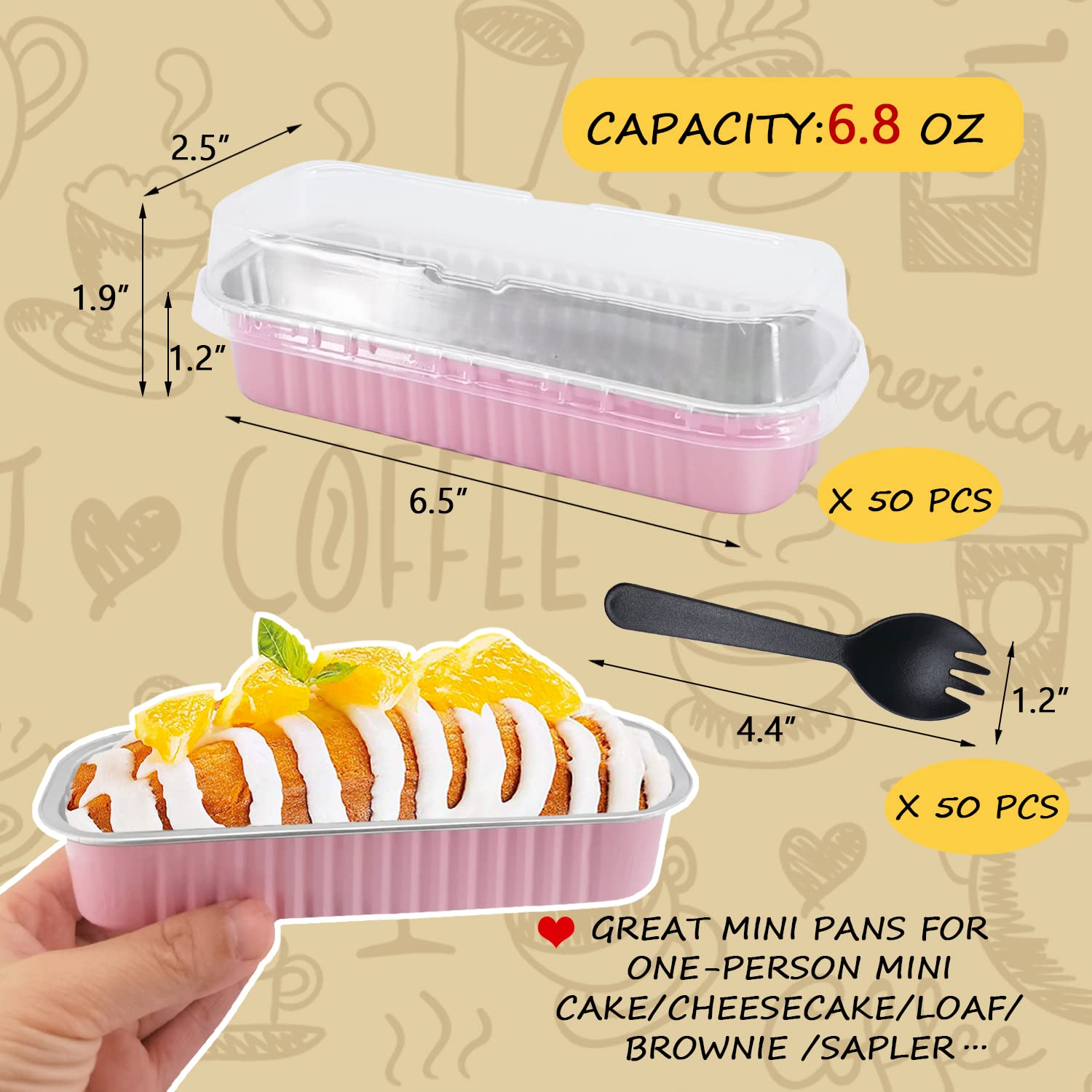 LNYZQUS 6.8oz foil baking cups with lids ideal for individual desserts.