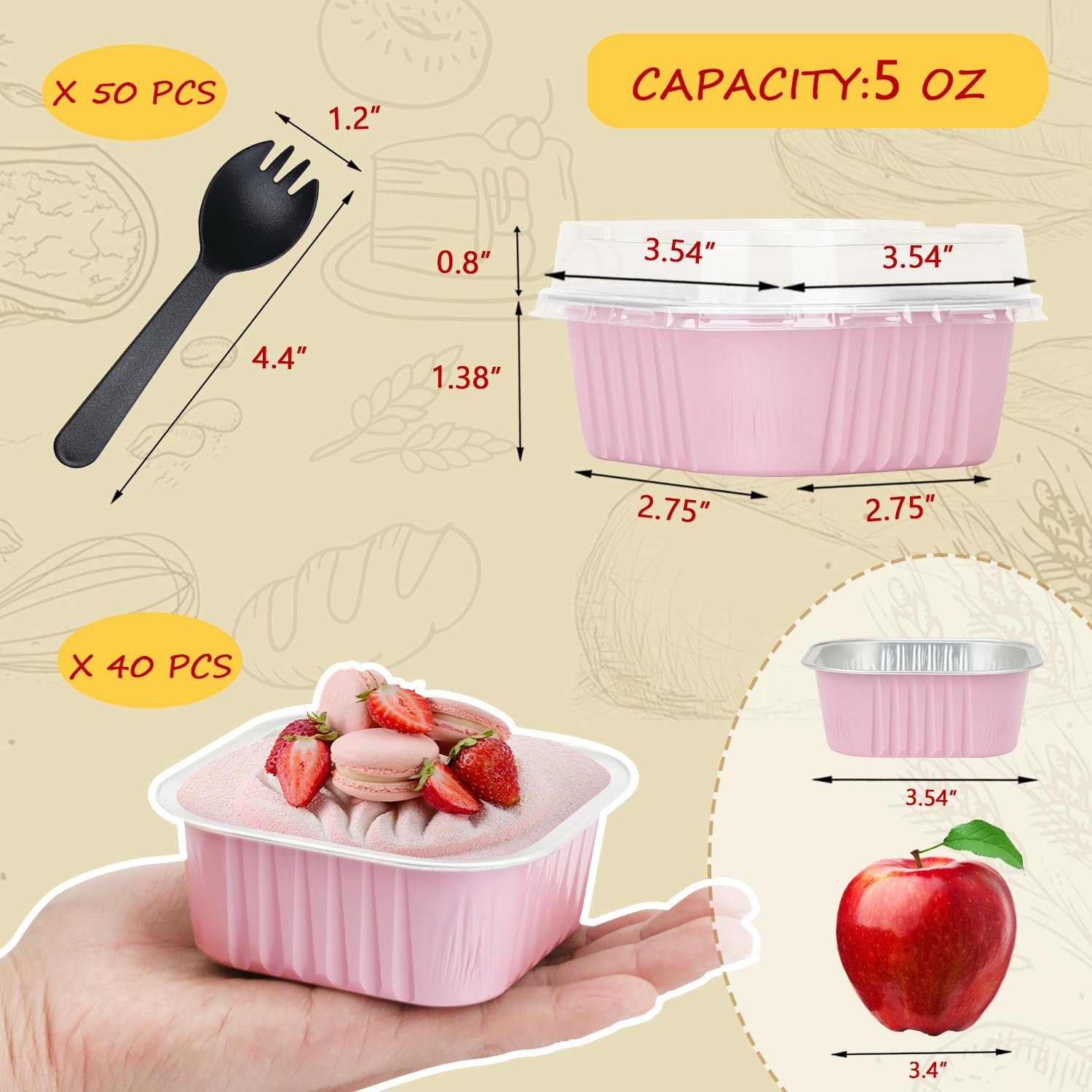 LNYZQUS aluminum foil baking cups provide even heat for single servings.