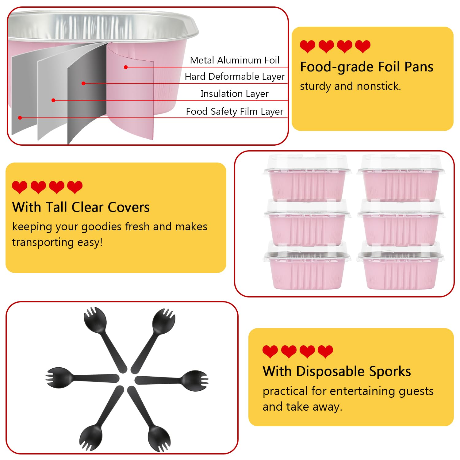 LNYZQUS disposable mini cake pans with lids for on-the-go treats.