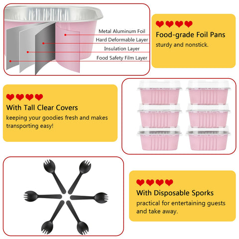 LNYZQUS disposable mini cake pans with lids for on-the-go treats.