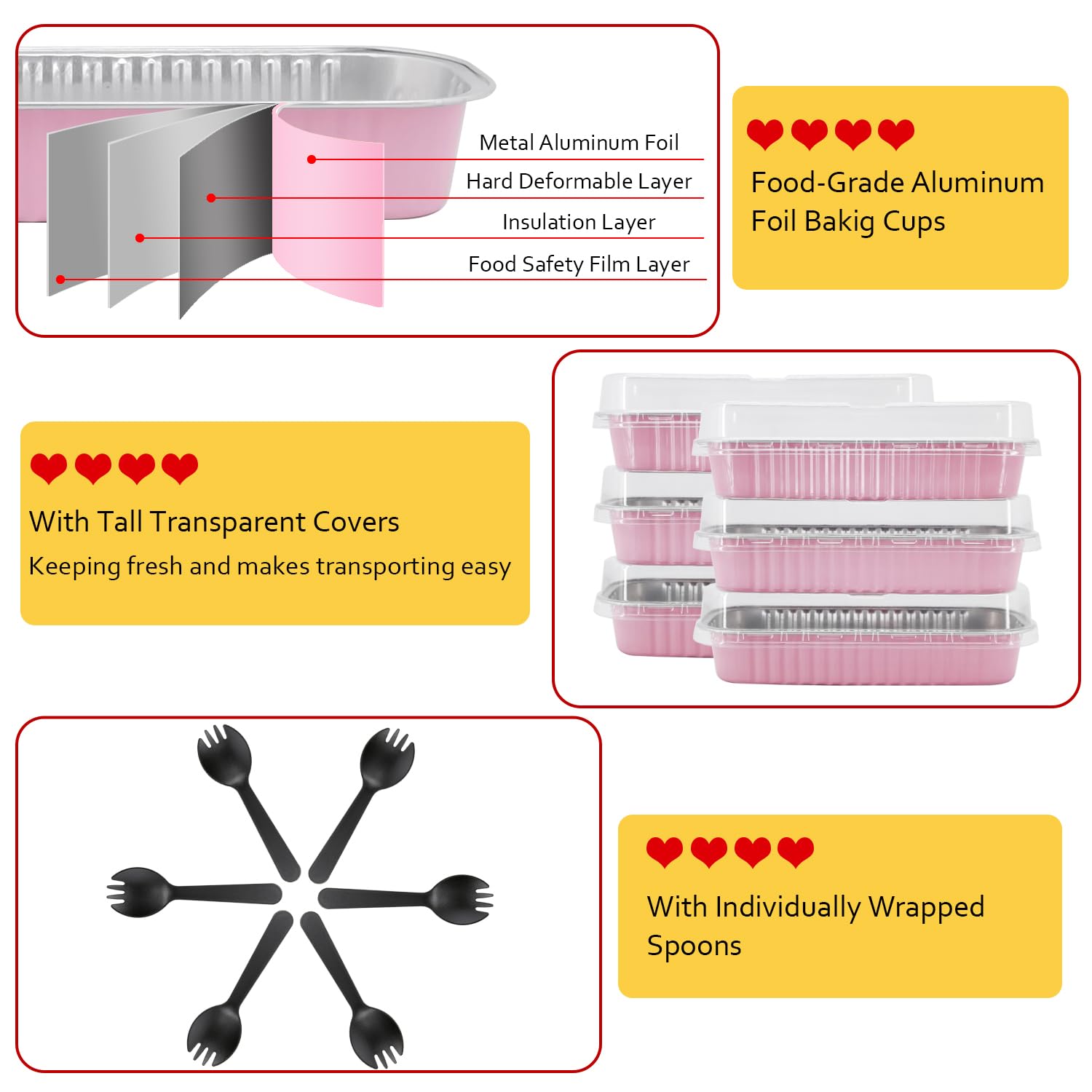 LNYZQUS disposable pans and spoons set, perfect for parties and outdoor use.