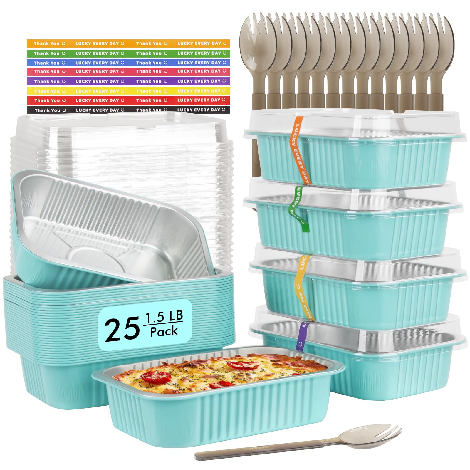 LNYZQUS foil pans 7x5 with lids for easy meal prep and convenient leftovers.