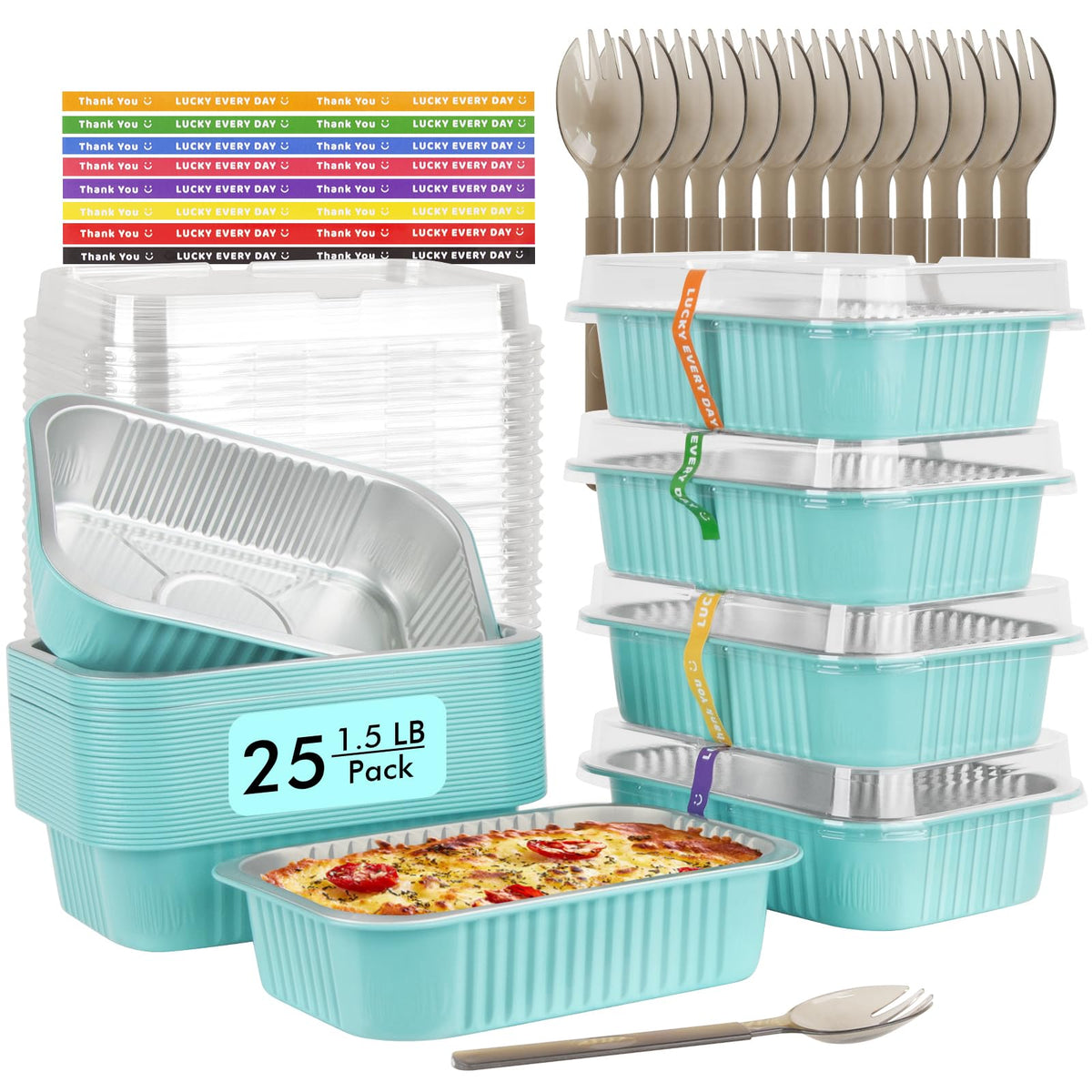 LNYZQUS foil pans 7x5 with lids for easy meal prep and convenient leftovers.