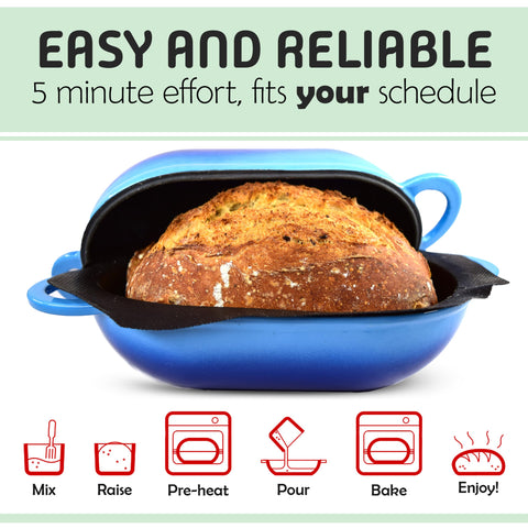 LoafNest cast iron Dutch oven 2 qt ensures even heat and crust formation.