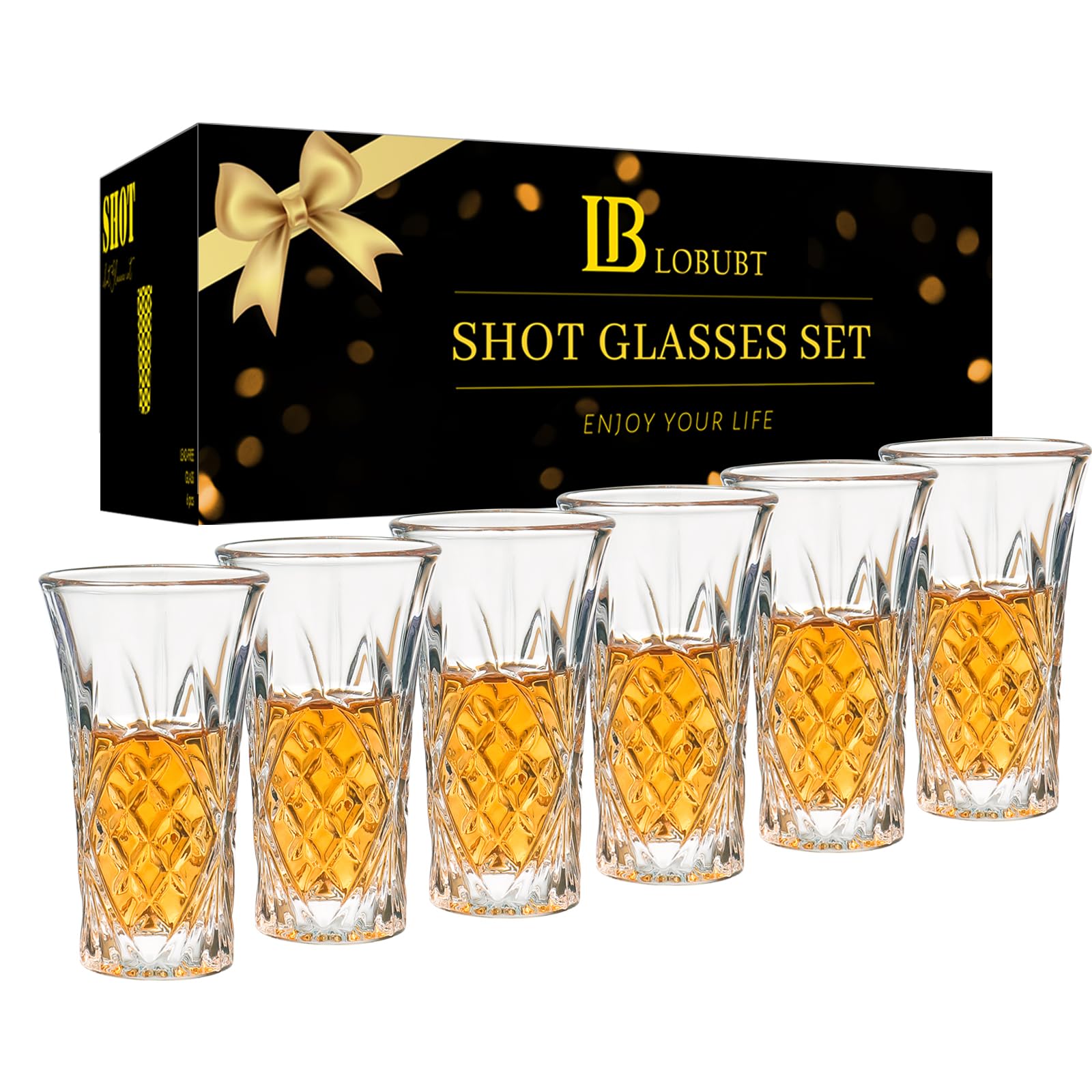 LOBUBT 6-pack shot glasses with heavy base for stable pours