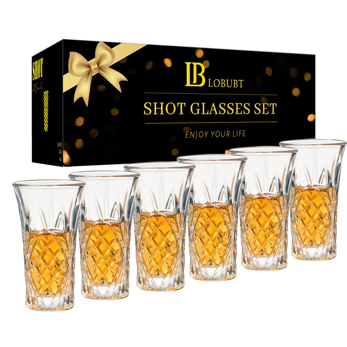 LOBUBT 6-pack shot glasses with heavy base for stable pours