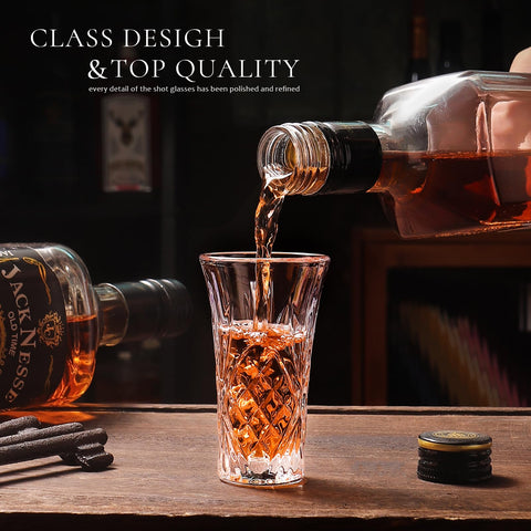 LOBUBT bar setting with heavy-base shot glasses for reliable service