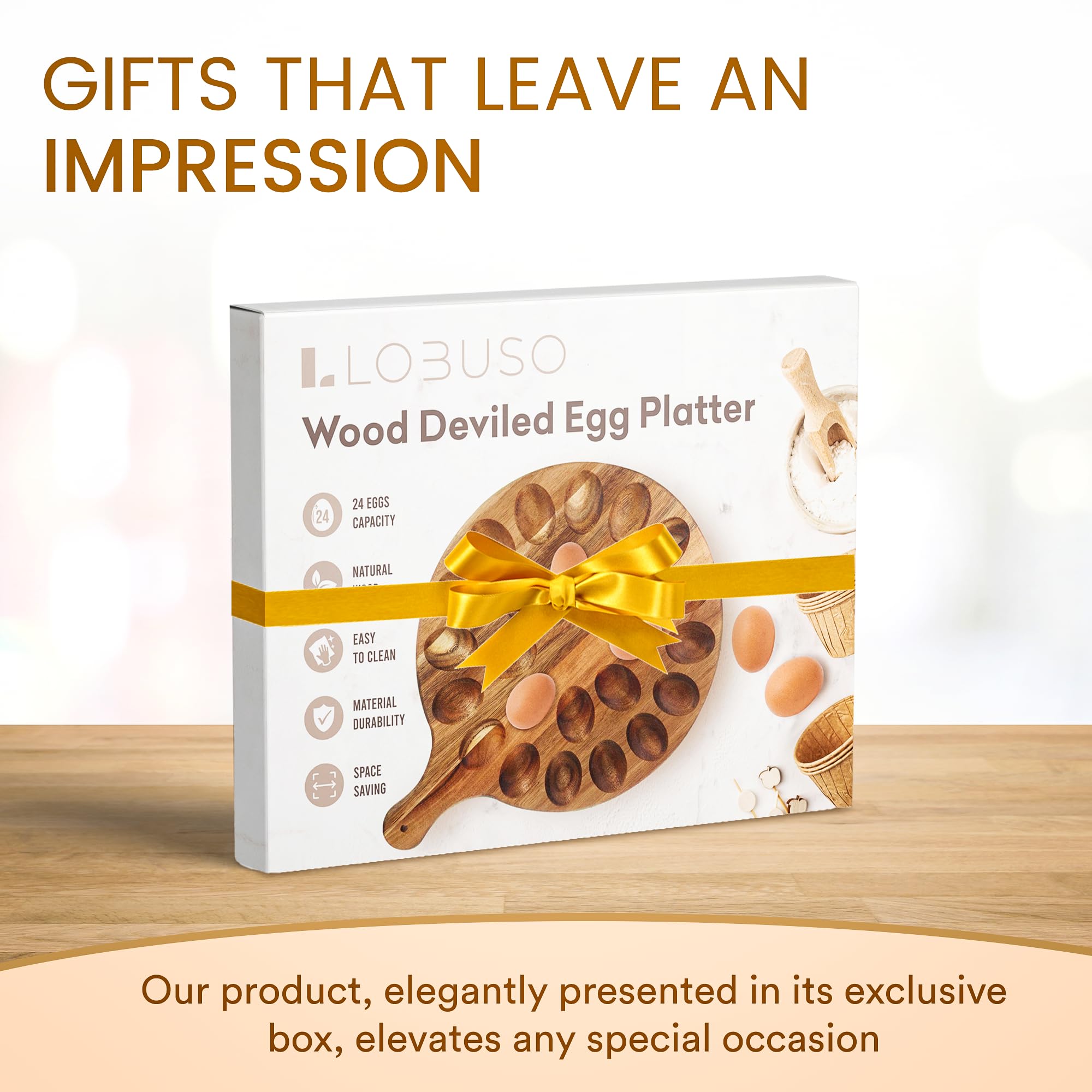 LOBUSO deviled egg tray with gift-ready packaging for gifting