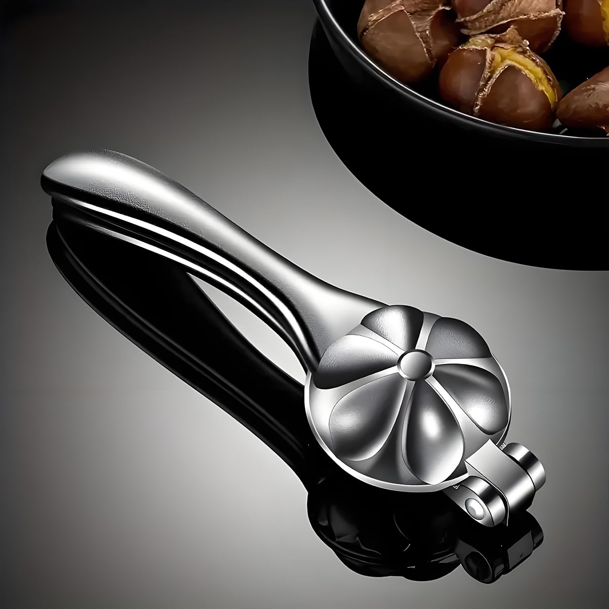 Loceast lotus-petal blade cuts shells cleanly while preserving chestnut meat.
