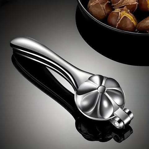 Loceast lotus-petal blade cuts shells cleanly while preserving chestnut meat.