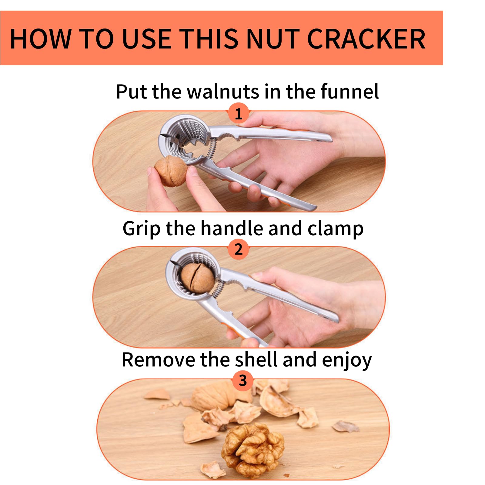LOCEAST nut cracker made of durable zinc alloy for long-lasting performance.