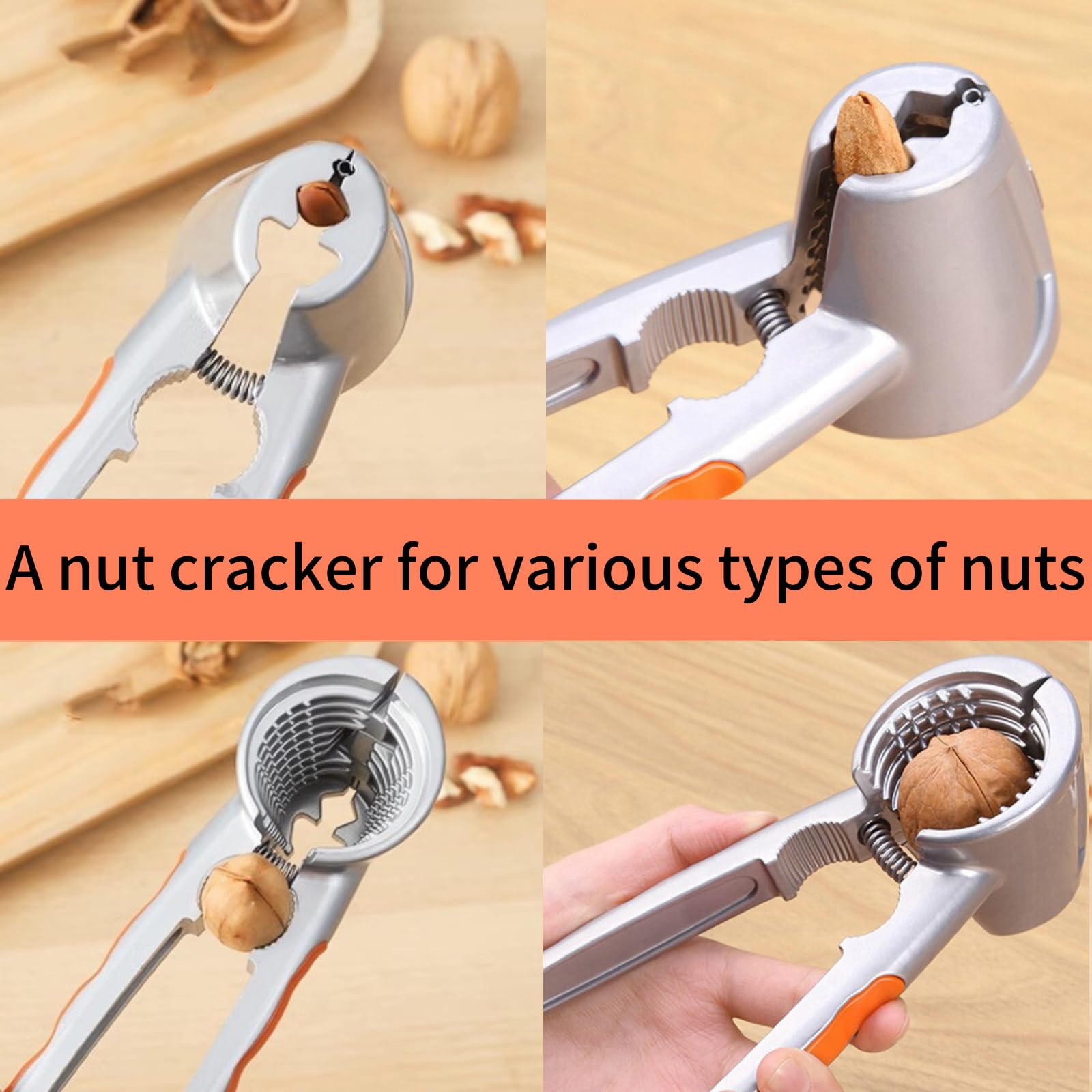 LOCEAST nut cracker holding nuts to prevent spills during prep.