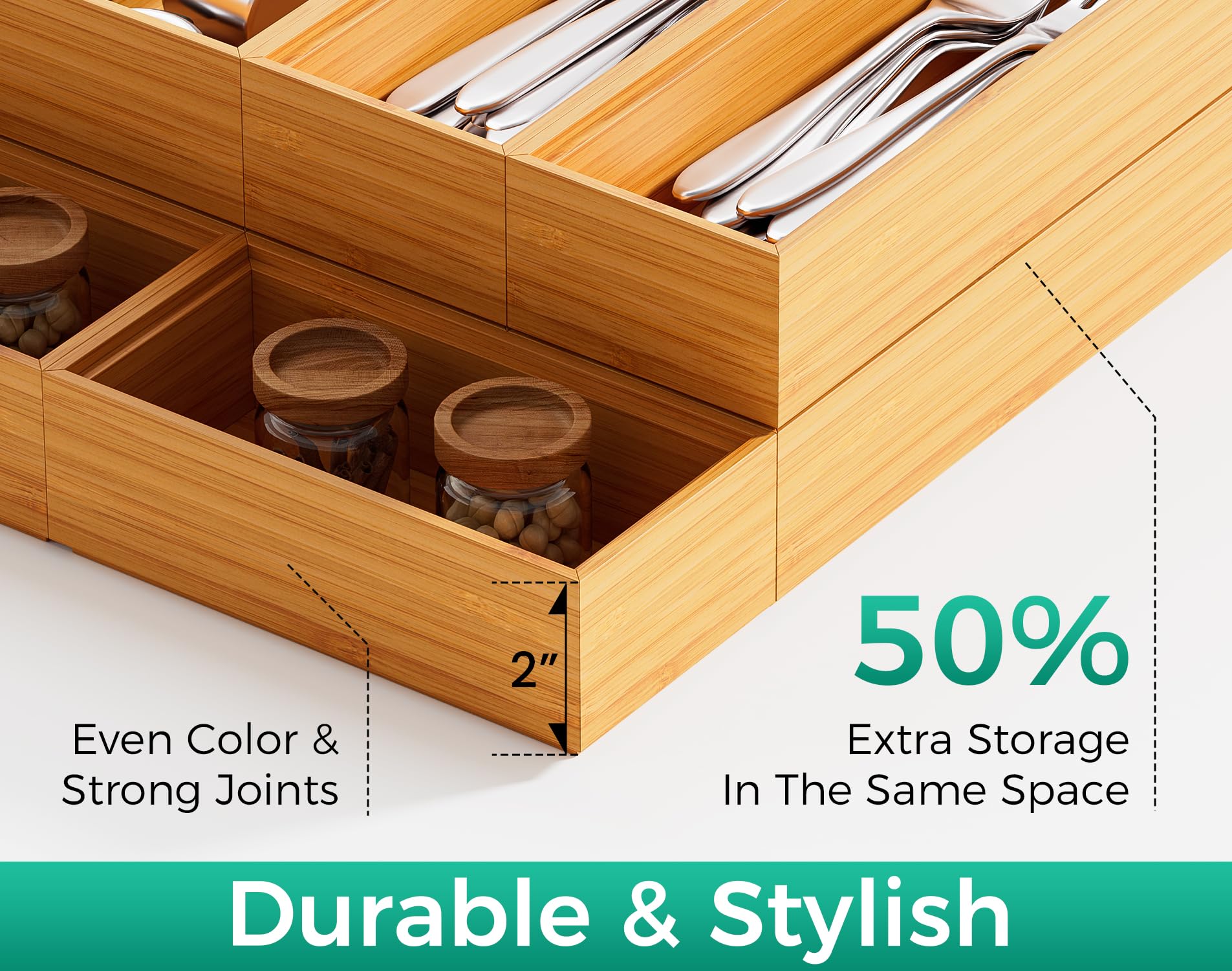 Lochantie bamboo divider for junk drawers and small tools.