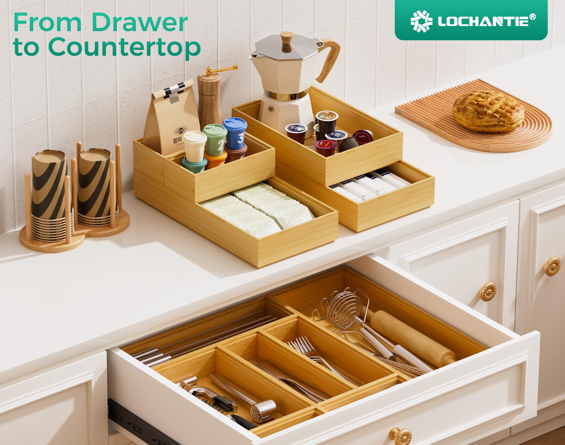 Lochantie easy-clean bamboo surface that wipes down quickly.