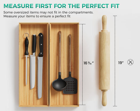 Lochantie set of 2 bamboo organizers creating a tidy drawer setup.