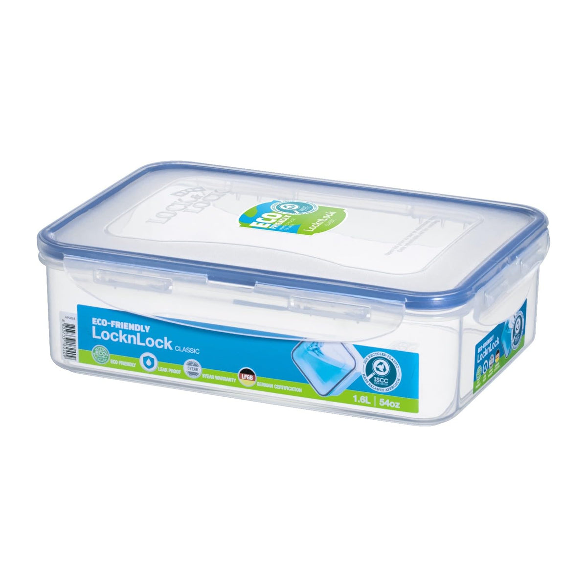 LocknLock 54-ounce rectangular container lid shows durable closure for pantry organization.