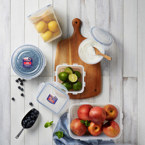LocknLock Easy Essentials containers lids snapped shut to prove leakproof design.