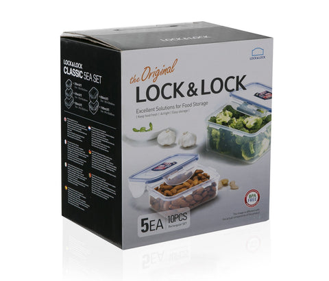 LocknLock Easy Essentials stacked in pantry for organized, space-saving storage.