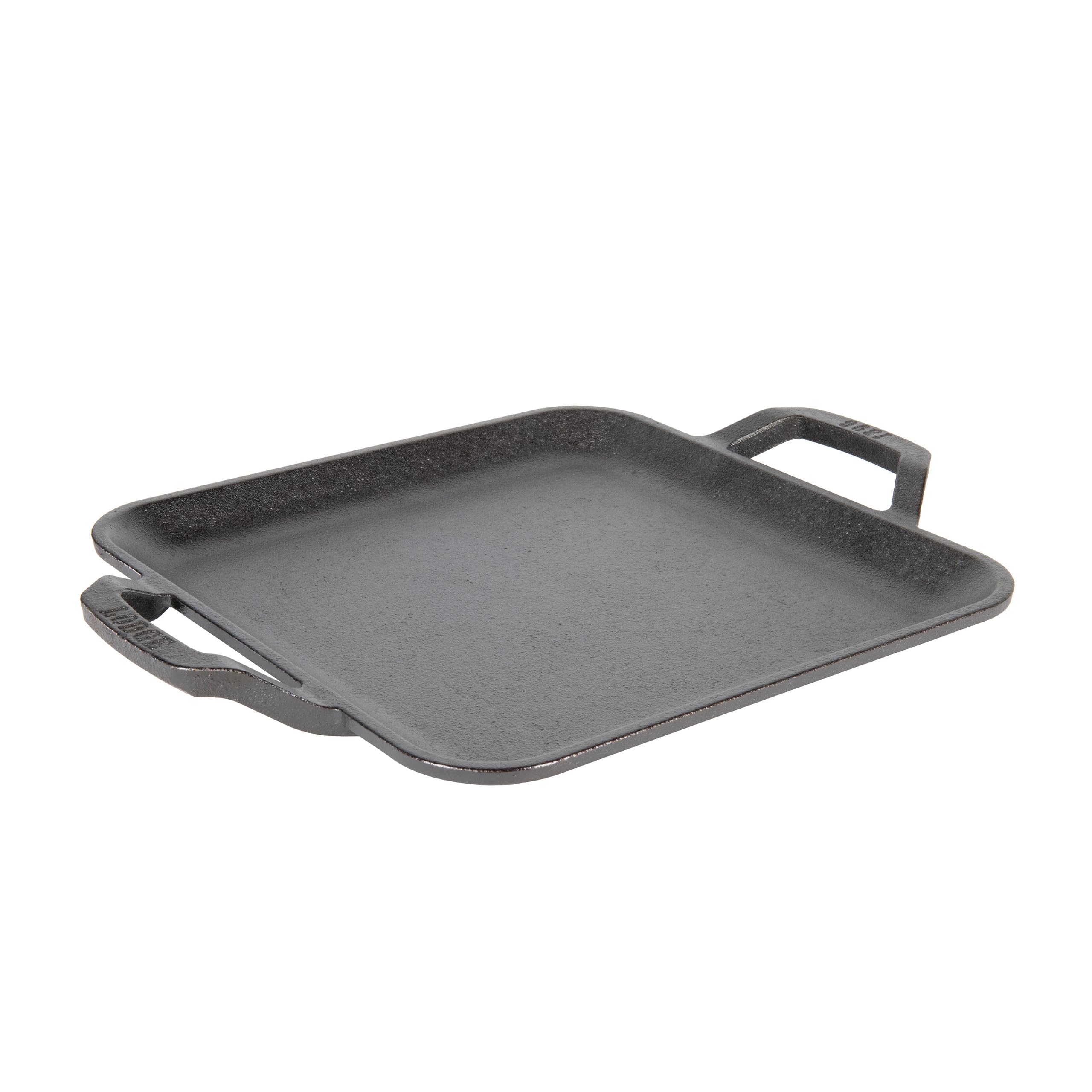 Lodge 11-inch square griddle top view for versatile indoor cooking