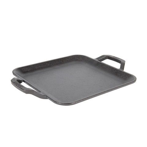 Lodge 11-inch square griddle top view for versatile indoor cooking