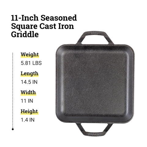 Lodge cast iron square griddle durable construction and stability