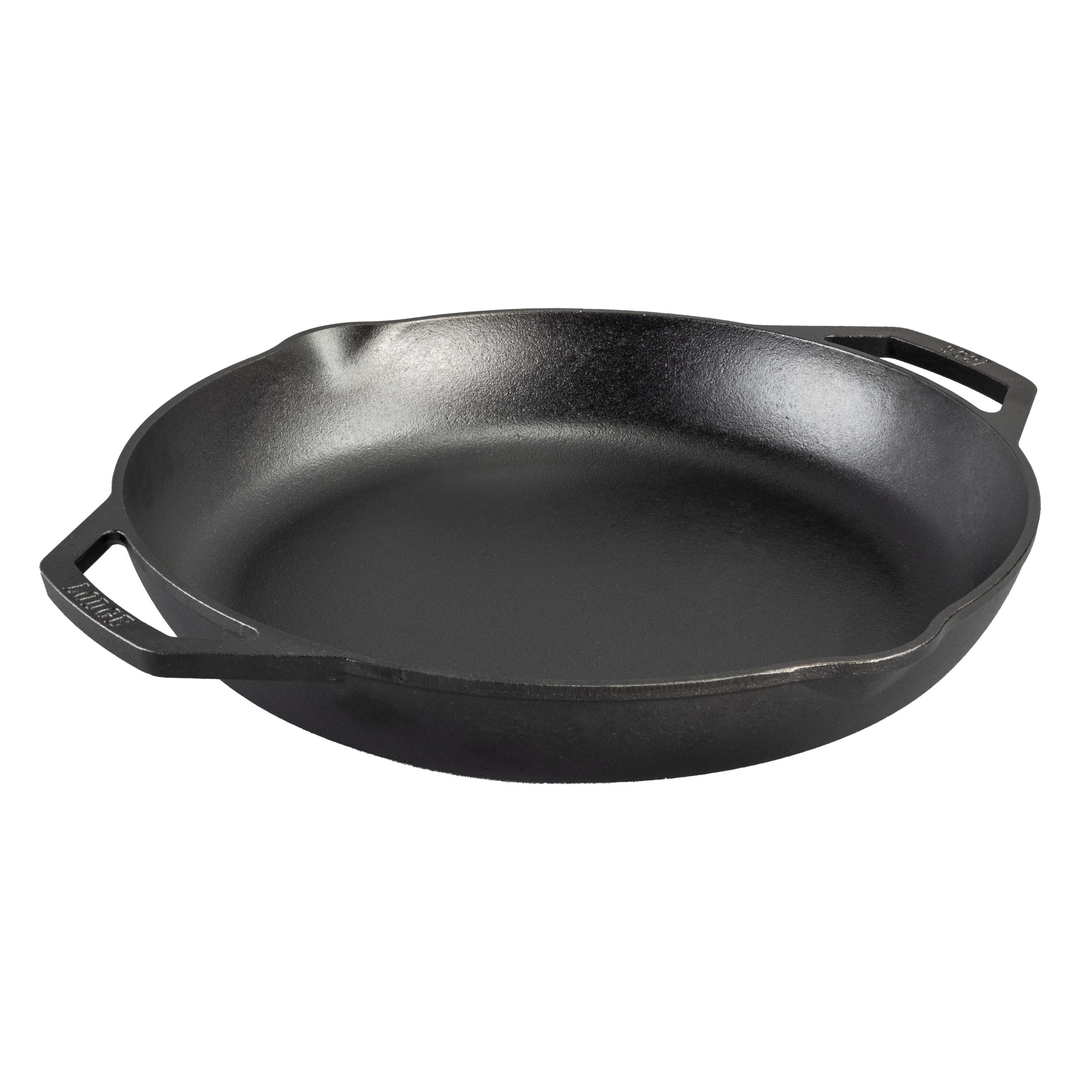 Lodge Chef Collection 14-inch skillet with dual handles for balanced, easy lifting.