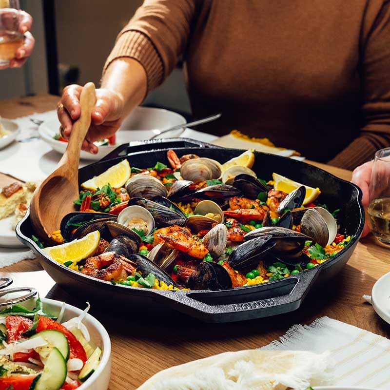 Lodge Chef Collection skillet on stove showcasing spacious cooking surface for versatile meals.