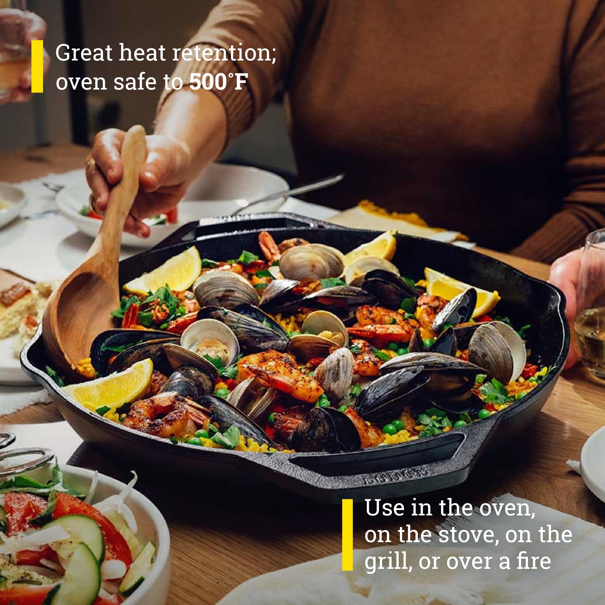 Ideal for pan-searing salmon and vegetables with steady, consistent sear.