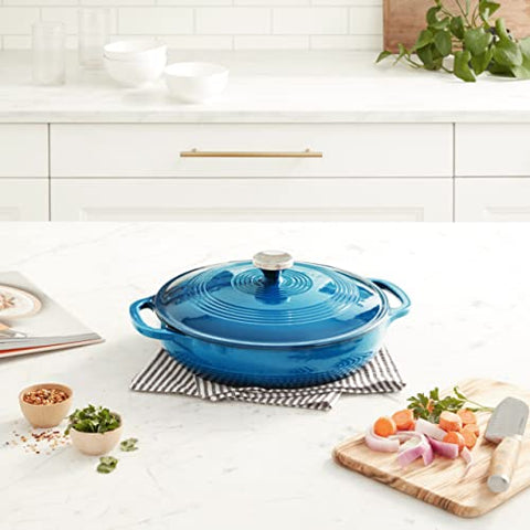 Lodge enamel interior resists sticking, cleans easily after meals.